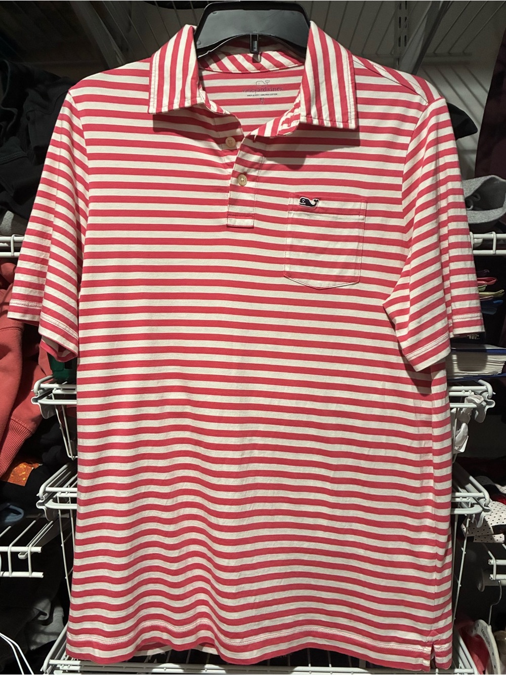 Vineyard Vines Red and White Striped Men's Polo